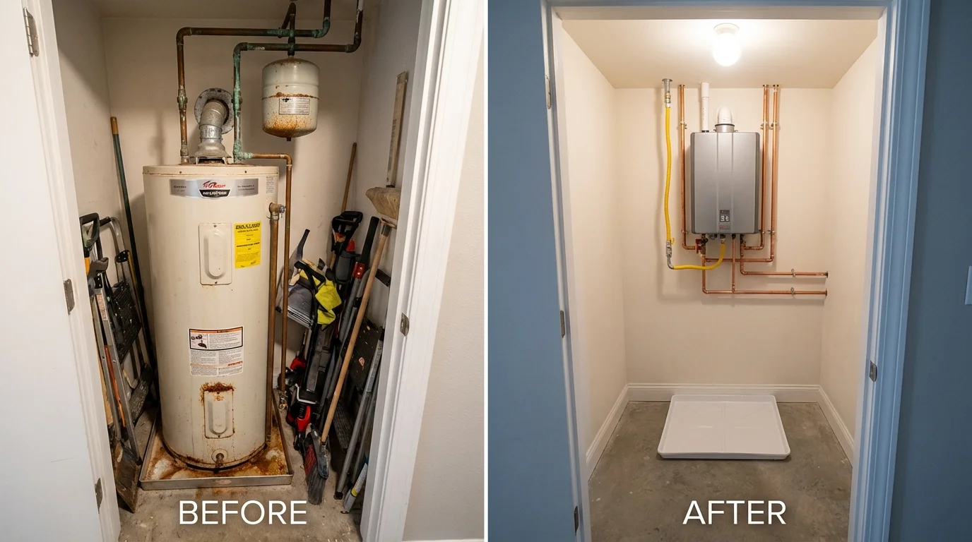 Tank water heater versus wall-mounted tankless unit comparison for Fairfield, OH homeowners